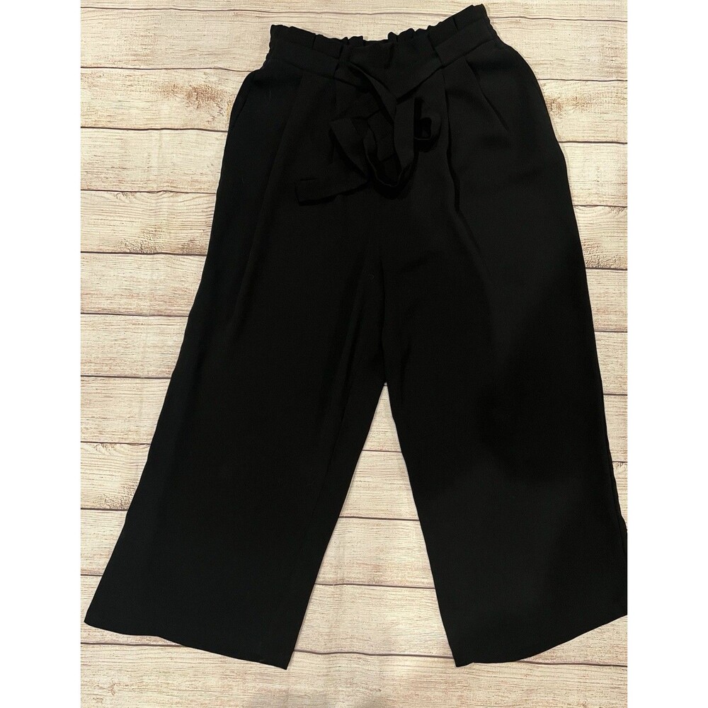 Zara Basic Collection Black Cropped Paperbag Pants Size Small